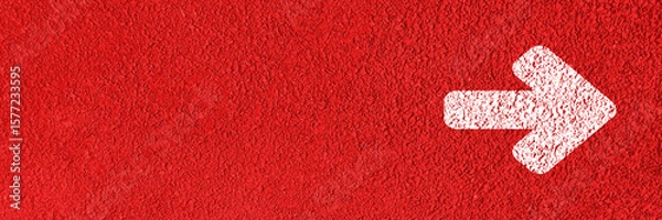 Obraz Panoramic image. White right arrow on red background