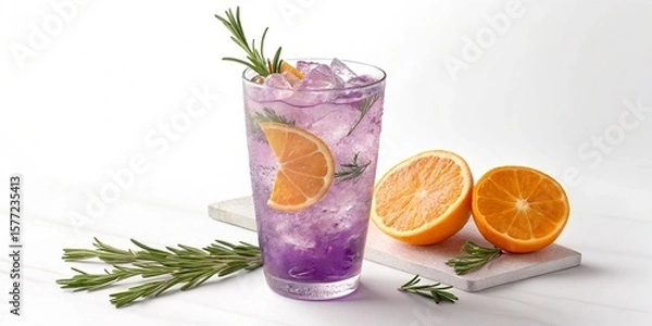 Obraz lavender citrus summer mocktail with ice and rosemary