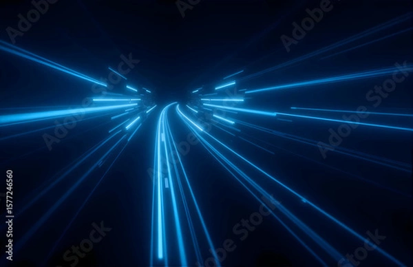 Obraz Blue Neon Tunnel Light Effect