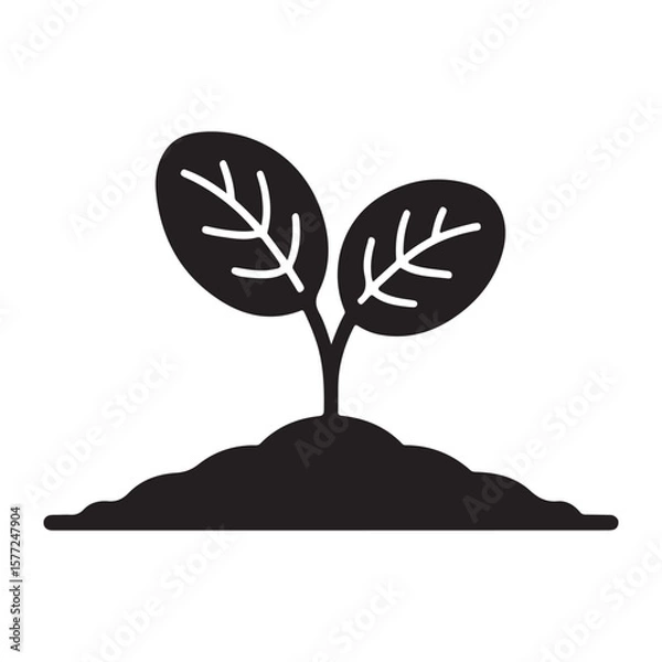 Fototapeta Green vector tree silhouette with roots, a symbol of nature's growth and ecological life