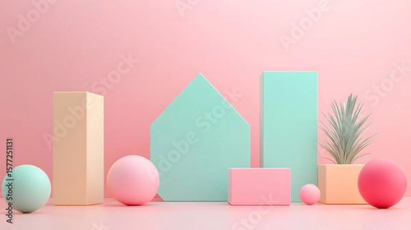 Obraz Render 3D 3D  geometric shapes