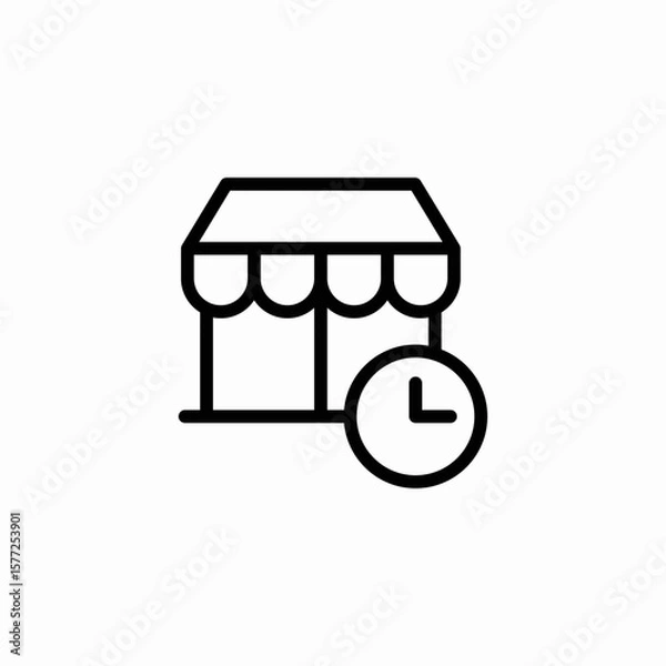 Fototapeta store operating time icon sign vector