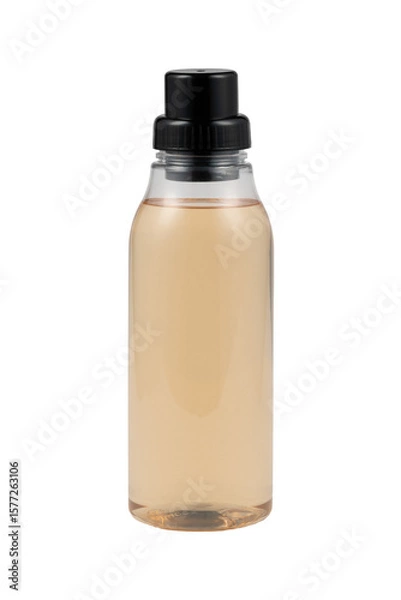 Obraz Clear Plastic Bottle with Black Cap and Liquid Isolated on White Background