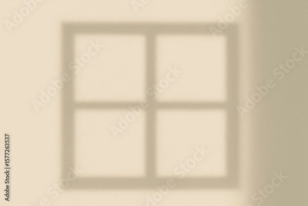 Fototapeta Minimalist Window Shadow Overlay on Beige Wall - Elegant Interior Design Element
