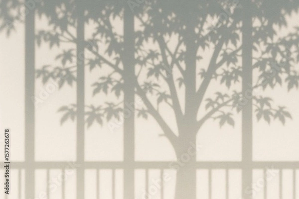 Fototapeta Serene Nature Shadow Overlay on Window - Tree Silhouette Art for Design