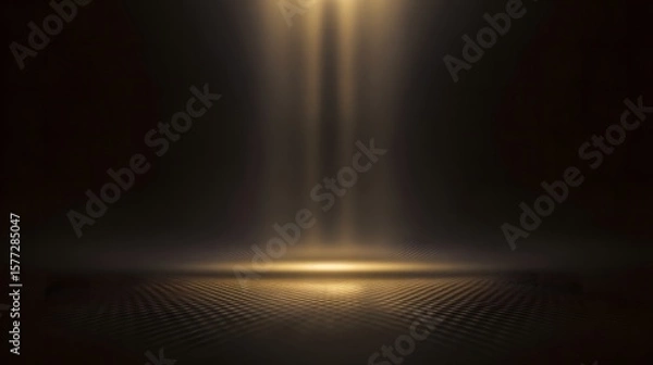 Fototapeta Spotlight Illuminating a Darkened Stage with Grid Floor