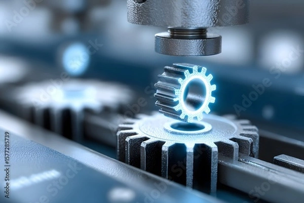 Fototapeta Precision Engineering: Gear Assembly with Illuminated Component