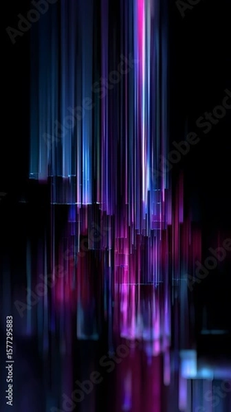 Fototapeta Vertical Light Streaks in Dark Background