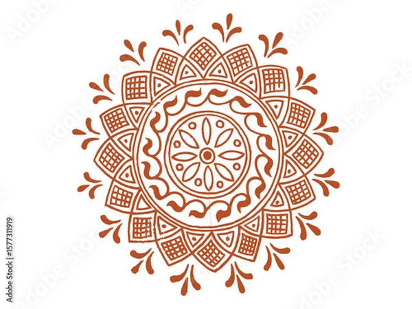 Obraz Rangoli, kolam,alpona, mandana for diwali, onam, indian wedding Traditional Indian folk art design with isolate background