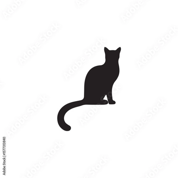 Fototapeta black cat on white background