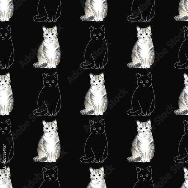 Obraz Cute cat pattern images are suitable for printing on product surfaces.