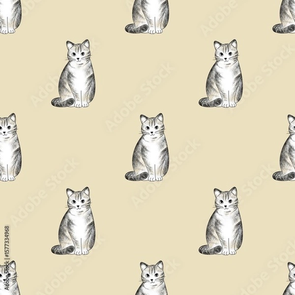 Obraz Cute cat pattern images are suitable for printing on product surfaces.