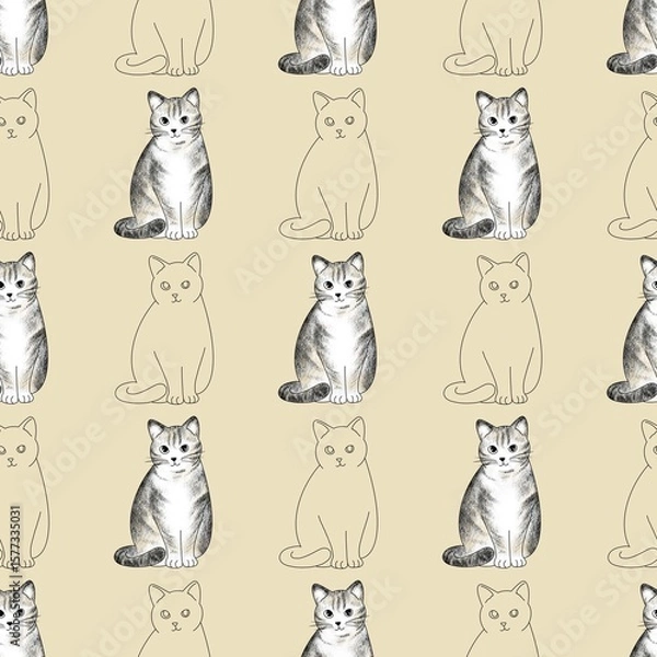 Obraz Cute cat pattern images are suitable for printing on product surfaces.