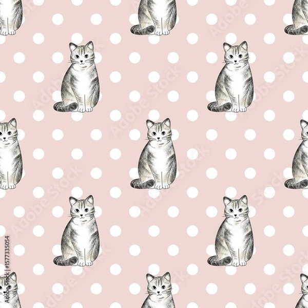 Obraz Cute cat pattern images are suitable for printing on product surfaces.