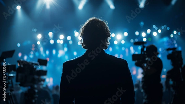 Fototapeta Creative Conference Room with Artistic Wall and Screen