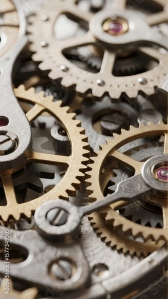 Fototapeta Interlocking Gears and Cogs in a Mechanical Assembly