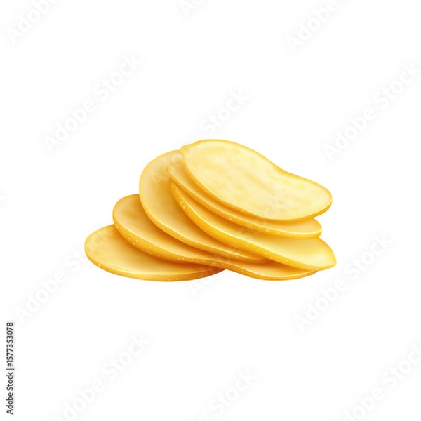 Obraz Fresh raw potatoes slices for cooking isolated on white background