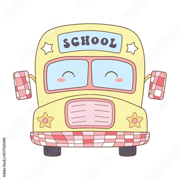 Obraz Smiling Kawaii School Bus