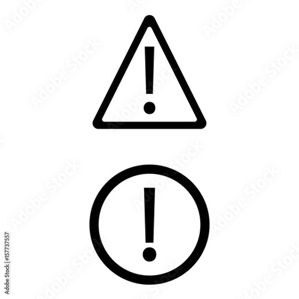 Obraz Set of 2 vectors. Pictogram exclamation icon. Black icon on white background.