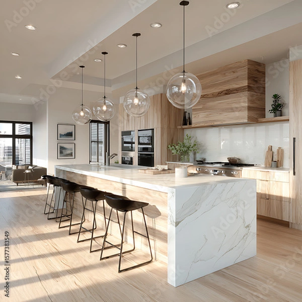 Obraz Chic white and wood kitchen