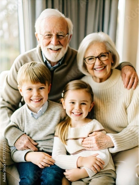 Obraz grandfather with grandchildren