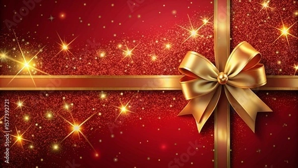 Obraz christmas background with red bow