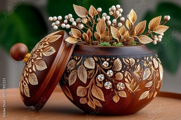 Fototapeta Handcrafted decorative jar with intricate patterns high resolution image