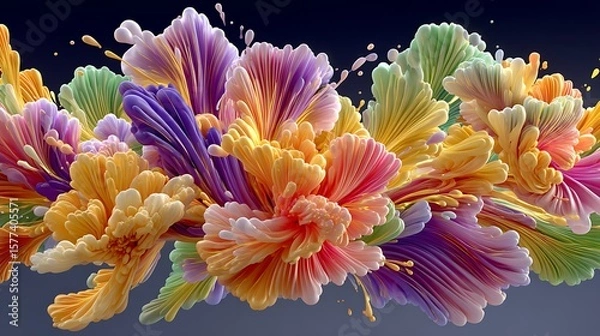 Fototapeta Multicolor abstract waves with splash effect high resolution image