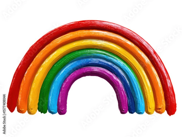 Obraz Rainbow of Colors: A vibrant and colorful rainbow with smooth and glossy paint strokes against an empty sky.
