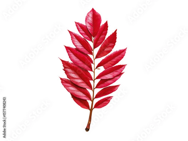 Obraz Crimson Leaf's Elegance: A vibrant, singular leaf, showcasing a brilliant display of crimson hues, takes center stage, the intricate details of its veins and edges perfectly captured.