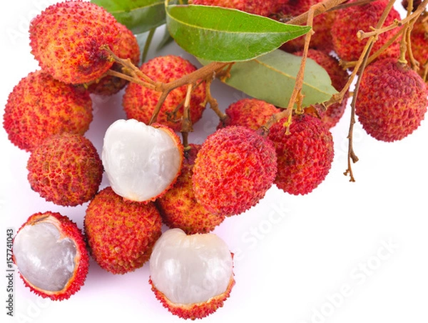 Fototapeta Lychee on a white background