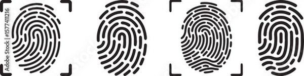 Fototapeta Fingerprint Icons Set, Biometric Scan Vector Illustration