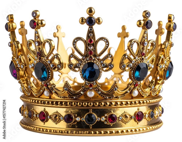 Obraz Elegant Golden Crown with Jewels – Front Angle
