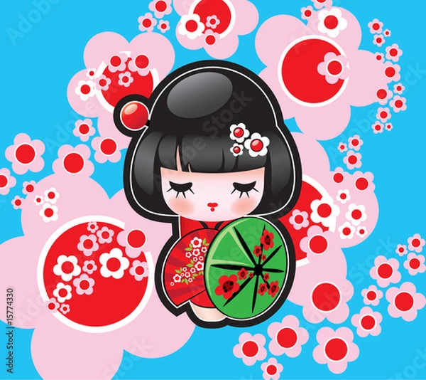 Obraz Wektor japońska lalka