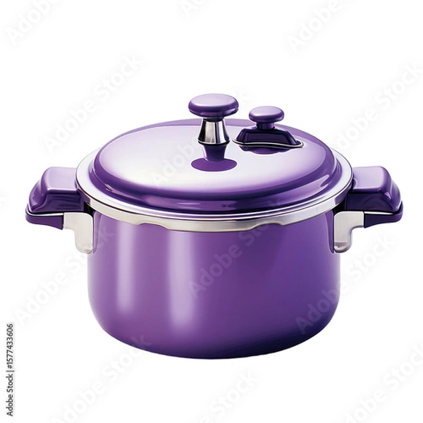 Fototapeta pressure cooker small violet printed isolated on transparent background.