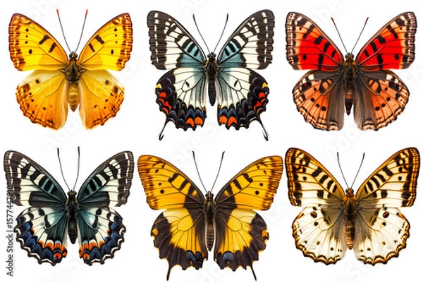 Obraz Collection of butterflies on white background in high definition