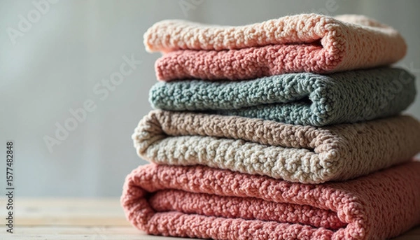 Fototapeta stack of towels on the shelf