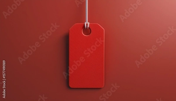 Fototapeta red price tag with string 3d rendering