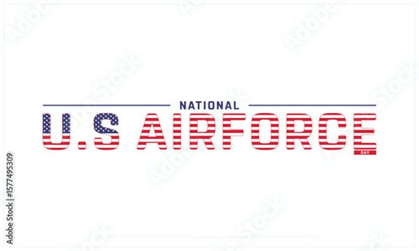 Fototapeta National US Airforce Day design on white background, Typographic Design of National US Airforce Day, Vector Design of National US Airforce Day, National US Airforce Day Design