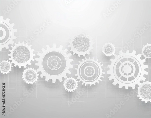 Fototapeta abstract white gear tech geometric design background