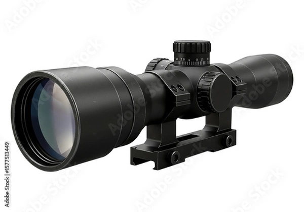 Obraz Professional black digital SLR camera lens isolated on white background