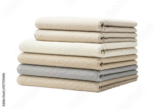 Obraz A clean pile of white cotton bath towels is neatly stacked