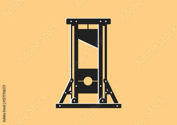 Obraz Guillotine, vector black and white silhouette