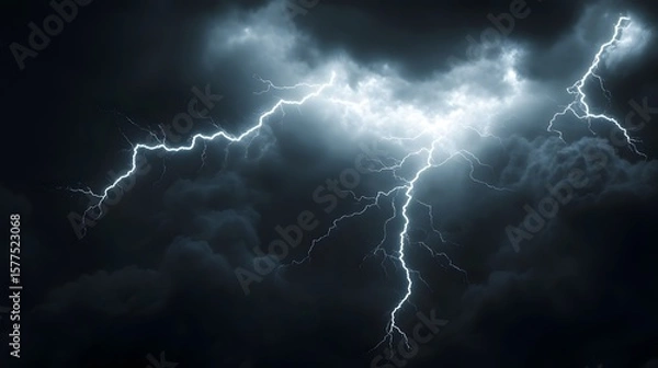 Obraz White lightning isolated on a black background