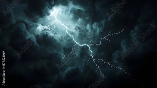 Obraz White lightning isolated on a black background