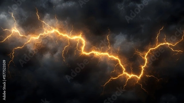 Obraz Yellow lightning isolated on a black background