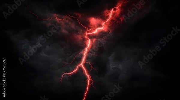 Obraz Red lightning isolated on a black background