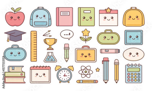 Obraz set of cartoon vector icons for children web and education designs
