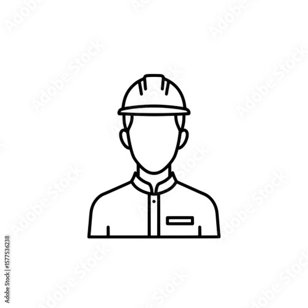 Obraz Outline of a person wearing a safety helmet and work uniform