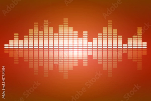 Obraz Audio equalizer on orange background. Sound wave pattern vector Illustration.